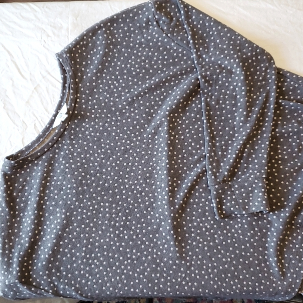 Grey and White Polka dot drop shoulder sweater